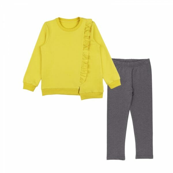 Set of tunic with curls + leggings yellow+graphite blended