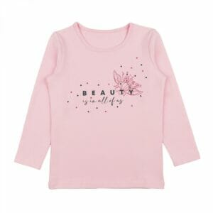 T-shirt long sleeve with print pink