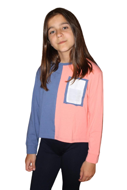 Blouse girl in blue-pink