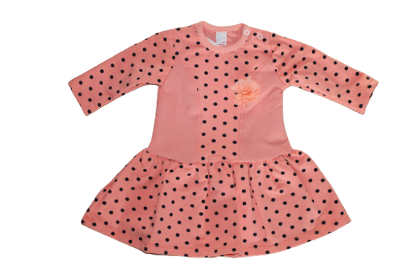 Girl’s dress dots in peach