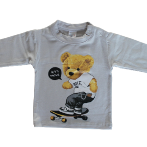 Skate teddy bear blouse in light grey