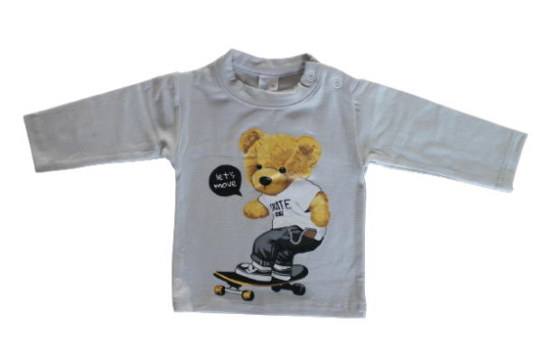Skate teddy bear blouse in light grey