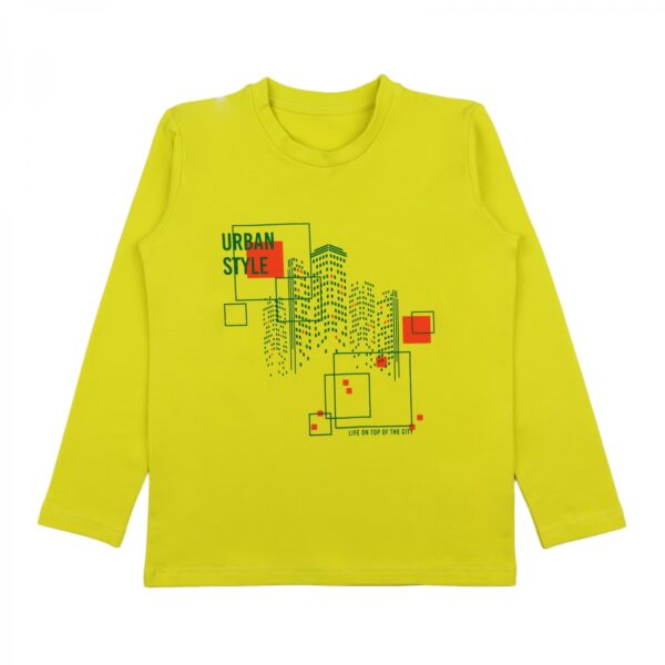 T-shirt lange mouwen met print geel