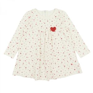 Dress with dots and hearts ecru