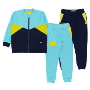 Jogging outfit ( 3 piece set ) dark blue +light blue mixed