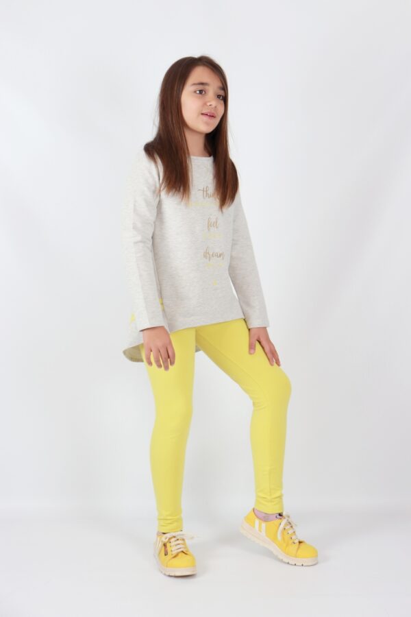 Ensemble tunique + legging beige mélange + jaune