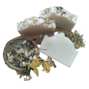 Homemade soap from coconut oil, olive oil, shea and other natural oils