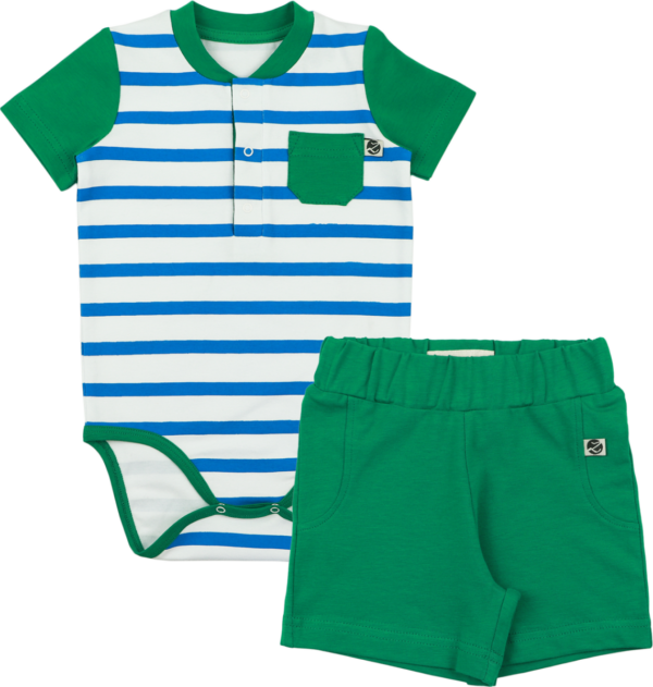 Set-body en korte broek wit+groen