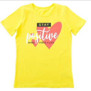 Be positive T-shirt met korte mouwen in  geel