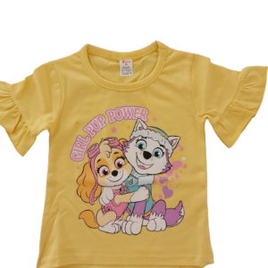 T-shirt “Girl Pup Power” in geel